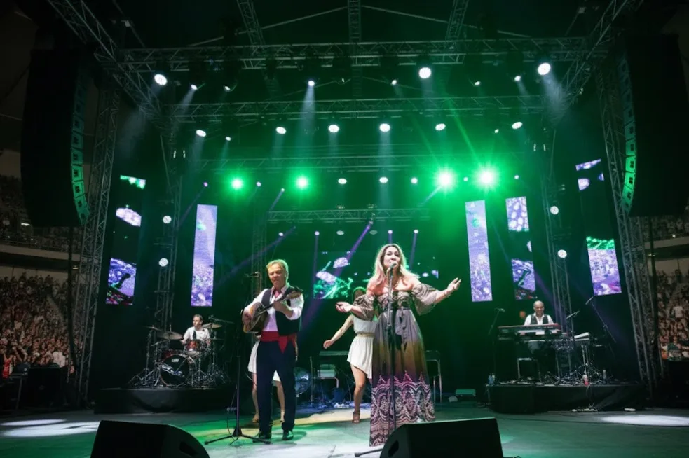 Mythos performing at large concert hall