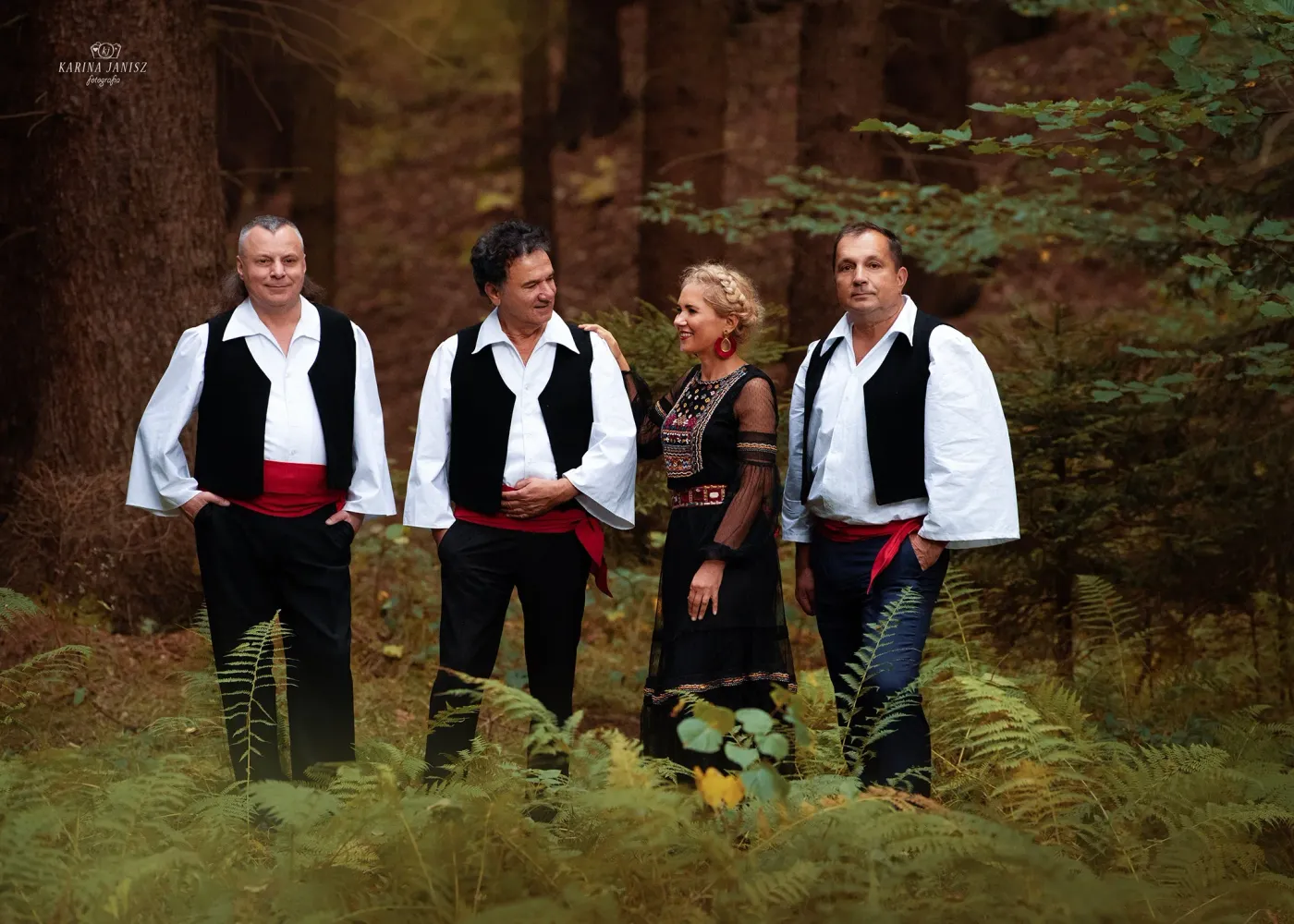 Mythos band members in traditional Greek costumes